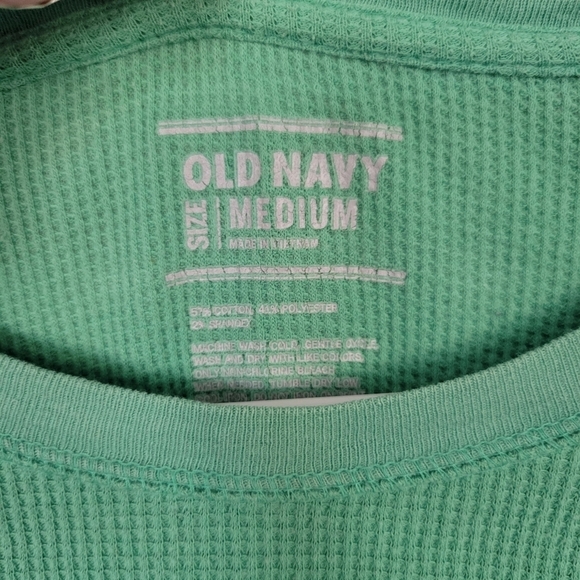 Old Navy Men's Medium Green Waffle Knit Long Sleeve Shirt Tee Base Layer - Picture 2 of 4
